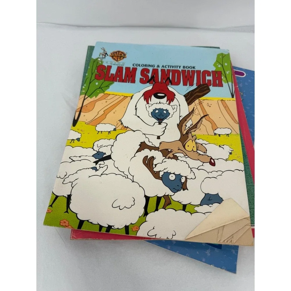 Vintage Coloring Activity Book LOT 90s Kids OS Aladdin Lion King Huckleberry